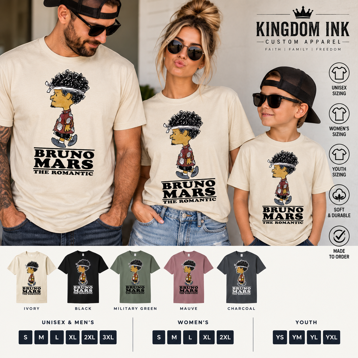 Bruno Mars The Romantic graphic T-shirt by Kingdom Ink
