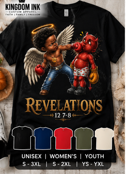 Revelations 12:7-8 Angel vs Devil T-Shirt
