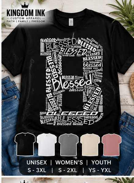 Blessed Typography Cross T-Shirt