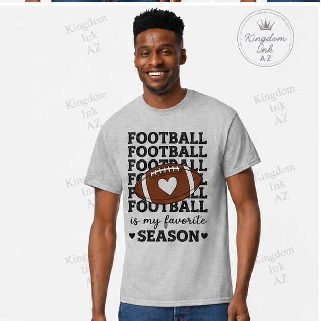 Football Leaves and Pumpkins Kingdom Ink AZ watermarked shirt mockup