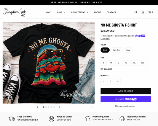 No Me Ghosta black Gildan 8000 shirt - Kingdom Ink AZ